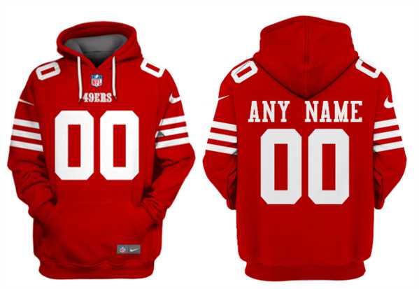 Mens San Francisco 49ers Customized Red Alternate Pullover Hoodie->customized nfl jersey->Custom Jersey